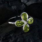 Peridot quarter Turkish 92.5 Silver Green Gemstone Dainty Floral Ring Jewellery