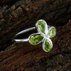 Peridot quarter Turkish 92.5 Silver Green Gemstone Dainty Floral Ring Jewellery