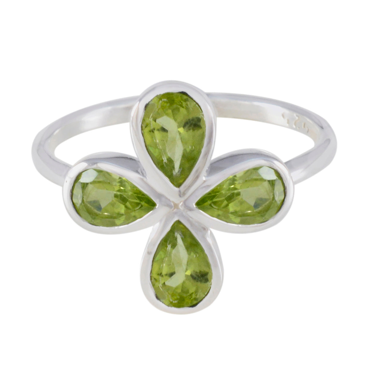 Peridot quarter Turkish 92.5 Silver Green Gemstone Dainty Floral Ring Jewellery