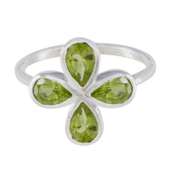 Peridot quarter Turkish 92.5 Silver Green Gemstone Dainty Floral Ring Jewellery