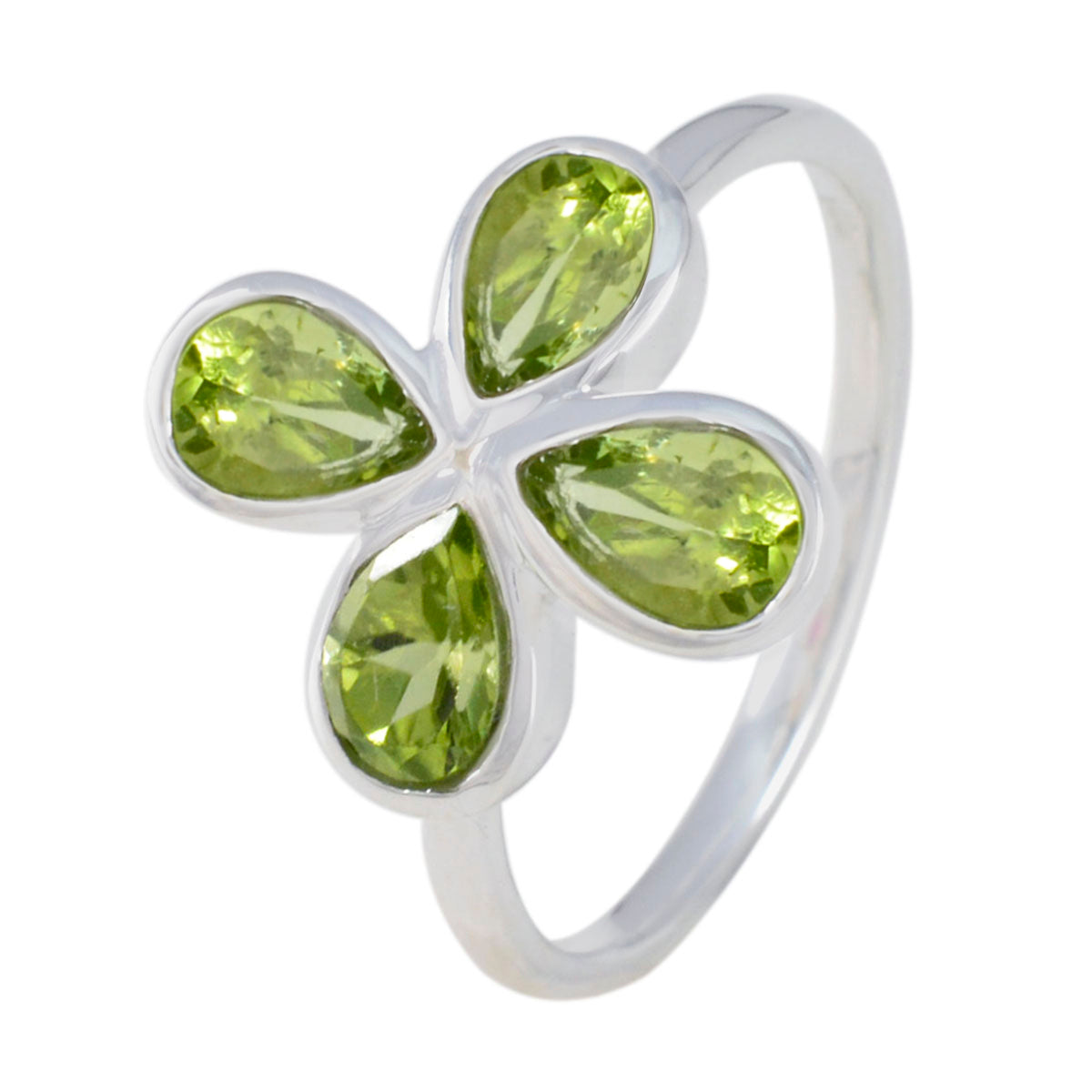 Peridot quarter Turkish 92.5 Silver Green Gemstone Dainty Floral Ring Jewellery