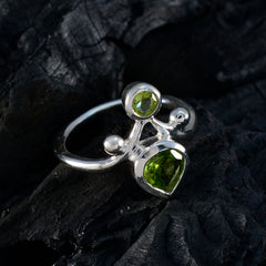 Peridot Toi et Moi German 925 Sterling Silver Green Gemstones Tiny Glamorous Ring Jewellery