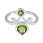 Peridot Toi et Moi German 925 Sterling Silver Green Gemstones Tiny Glamorous Ring Jewellery