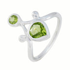 Peridot Toi et Moi German 925 Sterling Silver Green Gemstones Tiny Glamorous Ring Jewellery