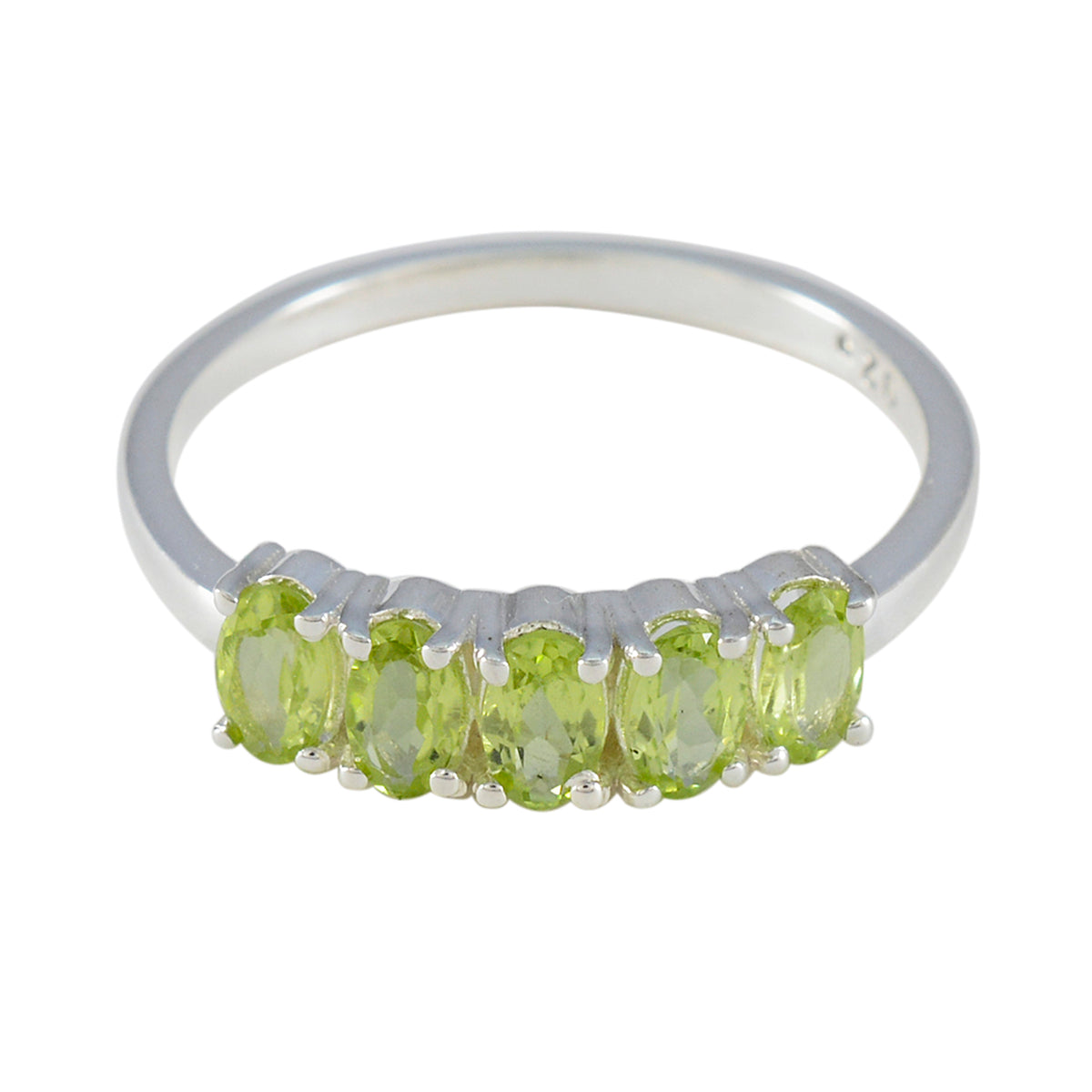 Peridot Penta American 92.5 Silver Green Gemstones Delicate Contemporary Ring Jewellery Main image