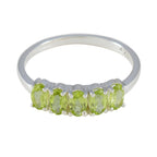 Peridot Penta American 92.5 Silver Green Gemstones Delicate Contemporary Ring Jewellery