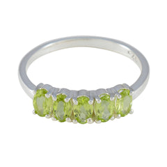 Peridot Penta American 92.5 Silver Green Gemstones Delicate Contemporary Ring Jewellery