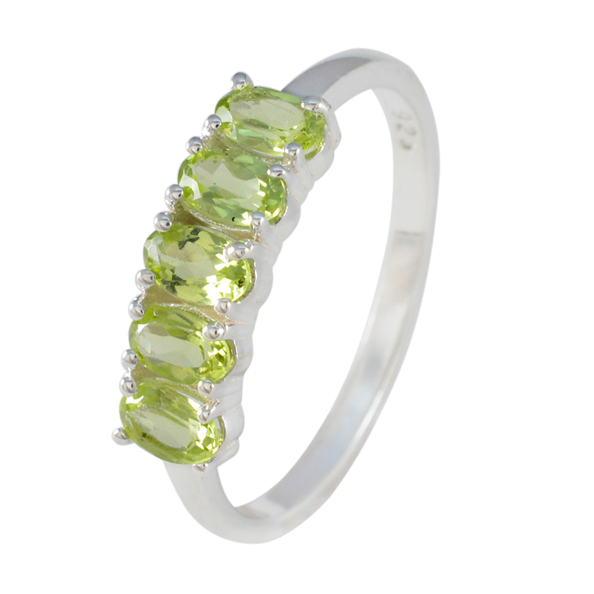 Peridot Penta American 92.5 Silver Green Gemstones Delicate Contemporary Ring Jewellery