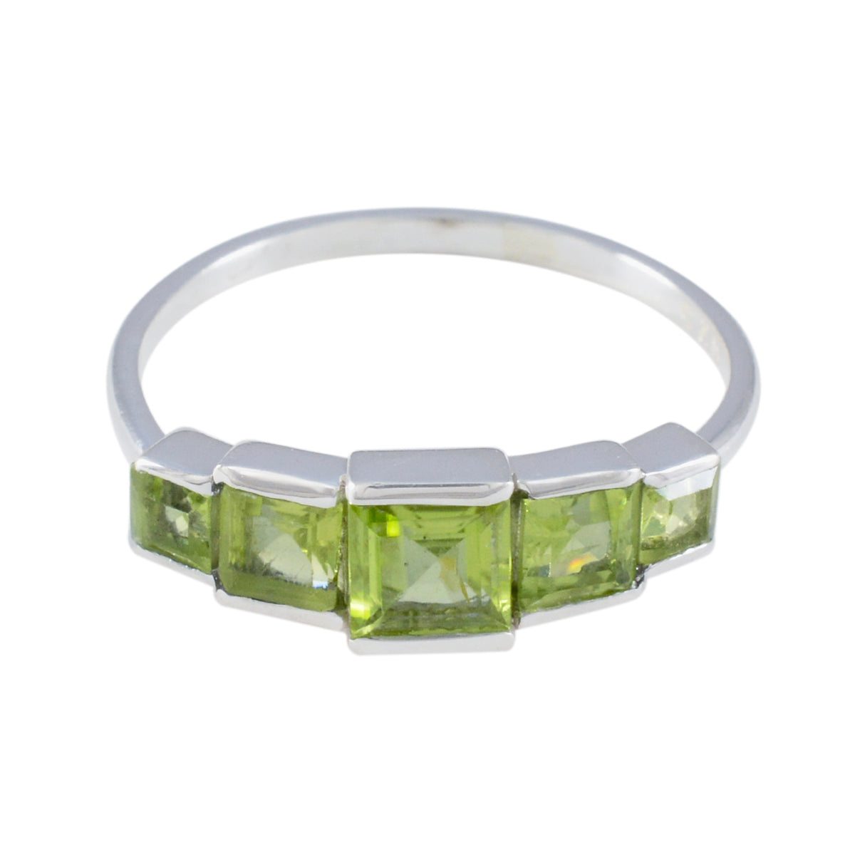 Peridot Penta Turkish 92.5 Silver Green Gemstones Delicate Glamorous Ring Jewellery Main image