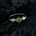 Peridot Trilogy Korean Silver Green Gemstone Elegant  Modern Ring Jewellery