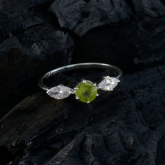 Peridot Trilogy Korean Silver Green Gemstone Elegant  Modern Ring Jewellery
