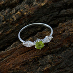 Peridot Trilogy Korean Silver Green Gemstone Elegant  Modern Ring Jewellery