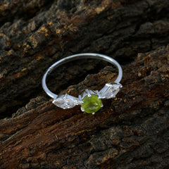 Peridot Trilogy Korean Silver Green Gemstone Elegant  Modern Ring Jewellery
