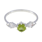 Peridot Trilogy Korean Silver Green Gemstone Elegant  Modern Ring Jewellery