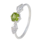 Peridot Trilogy Korean Silver Green Gemstone Elegant  Modern Ring Jewellery