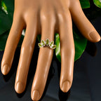 Peridot Penta Japanese 925 Sterling Silver Green Gemstones Delicate crown Ring Jewelry