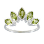 Peridot Penta Japanese 925 Sterling Silver Green Gemstones Delicate crown Ring Jewelry