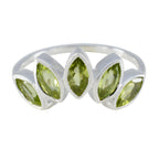 Peridot Penta Japanese 925 Sterling Silver Green Gemstones Delicate crown Ring Jewelry