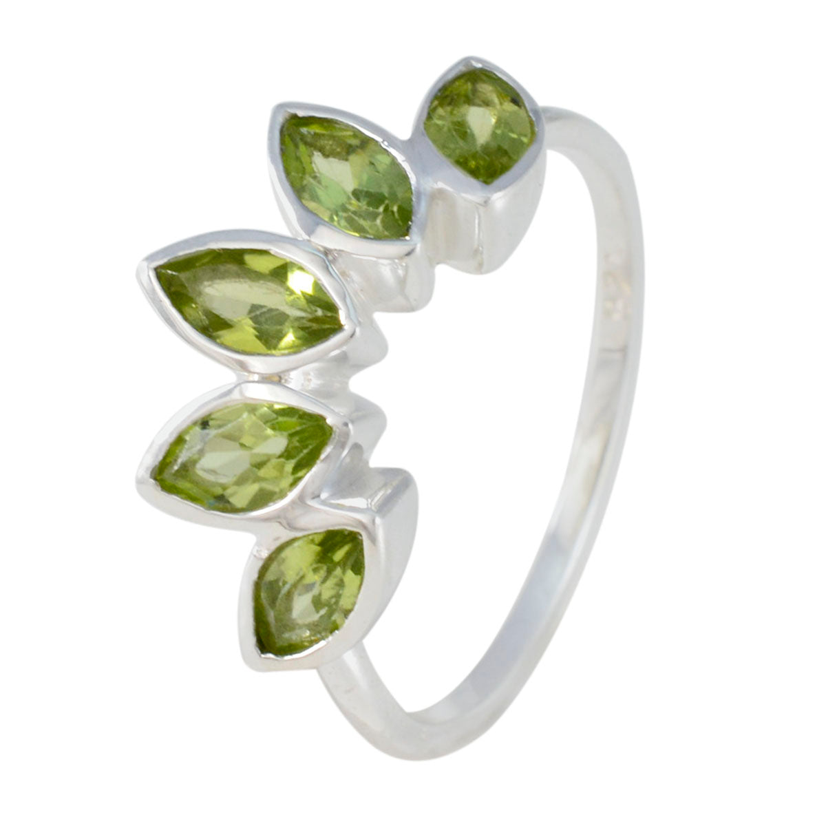 Peridot Penta Japanese 925 Sterling Silver Green Gemstones Delicate crown Ring Jewelry