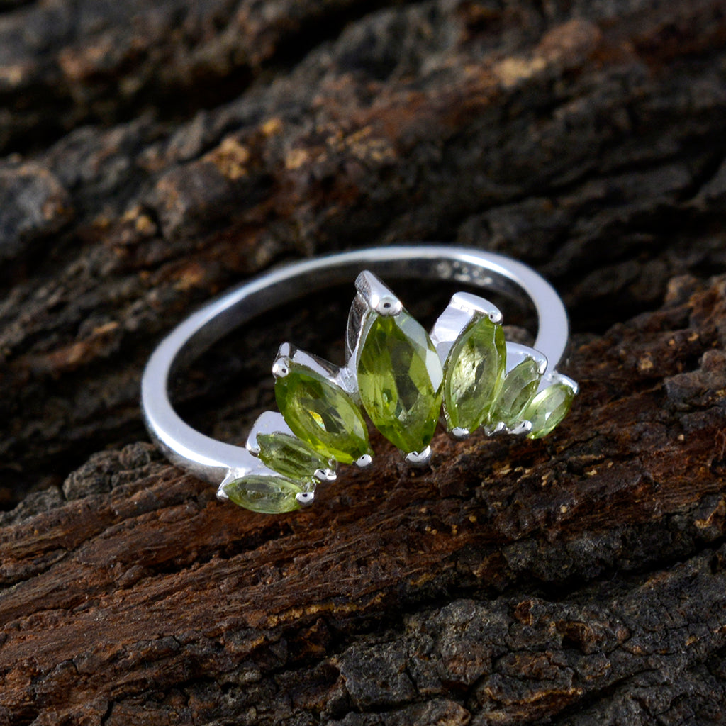 Peridot Hepta Turkish 925 Sterling Silver Green Gemstones Dainty crown Ring Jewellery