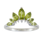 Peridot Hepta Turkish 925 Sterling Silver Green Gemstones Dainty crown Ring Jewellery