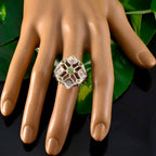 Peridot Penta Indian 92.5 Silver Green Gemstones Eye catching Abstract Ring Jewelry