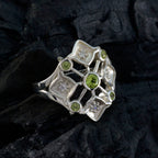 Peridot Penta Indian 92.5 Silver Green Gemstones Eye catching Abstract Ring Jewelry