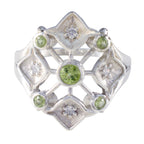 Peridot Penta Indian 92.5 Silver Green Gemstones Eye catching Abstract Ring Jewelry