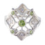 Peridot Penta Indian 92.5 Silver Green Gemstones Eye catching Abstract Ring Jewelry