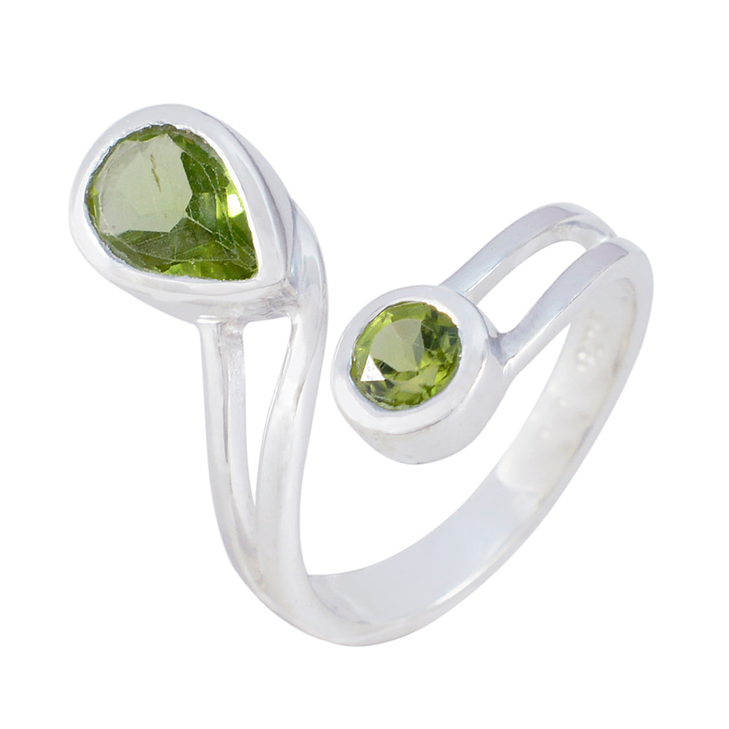Peridot Toi et Moi Moroccan 92.5 Silver Green Gemstone Tiny Romantic Ring Jewelry