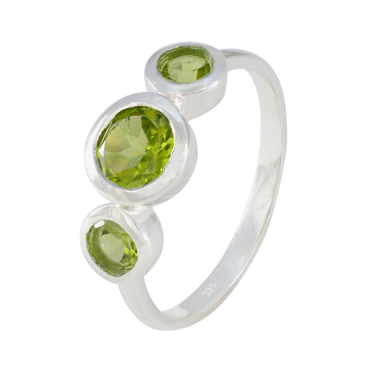 Peridot Trilogy American 925 Sterling Silver Green Gemstones Whisper thin Artisan Ring Jewellery