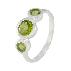 Peridot Trilogy American 925 Sterling Silver Green Gemstones Whisper thin Artisan Ring Jewellery