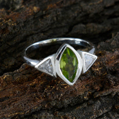 Peridot Trilogy Turkish Sterling Silver Green Gems Whisper thin Glamorous Ring Jewelry