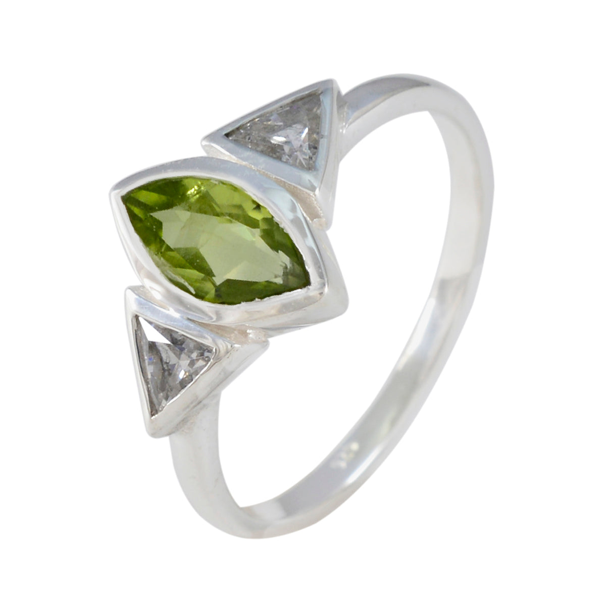 Peridot Trilogi Turkiskt Sterlingsilver Gröna Ädelstenar Visptunna Glamorösa Ringsmycken Sekundär produktbild