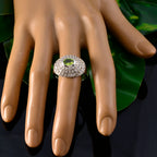 Peridot Halo Russian 92.5 Silver Green Gems Essential  Trendy Ring Jewellery