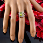 Peridot Halo Korean Sterling Silver Green Gemstone Whisper thin Sophisticated Ring Jewelry