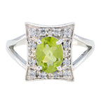 Peridot Halo Korean Sterling Silver Green Gemstone Whisper thin Sophisticated Ring Jewelry