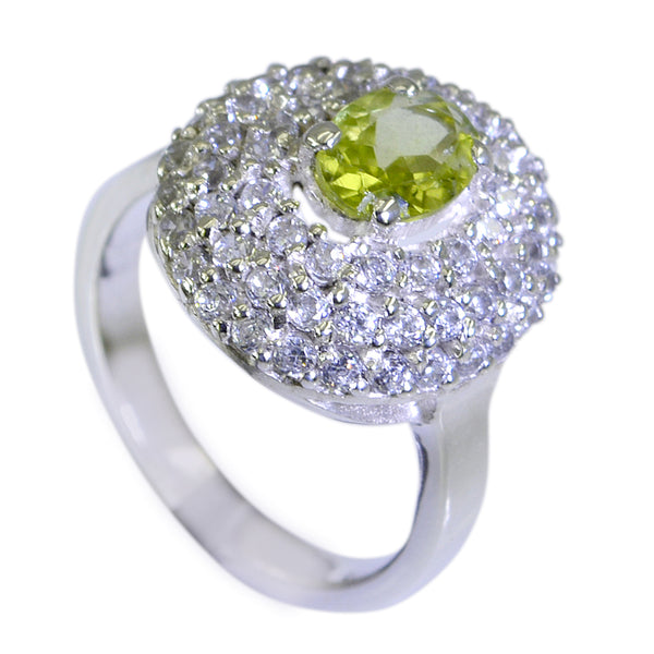 Peridot Halo Egyptian 925 Silver Green Gemstones Versatile Contemporary Ring Jewelry