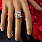 Peridot Halo French Silver Green Gemstone Eye catching Contemporary Ring Jewelry