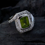 Peridot Halo French Silver Green Gemstone Eye catching Contemporary Ring Jewelry