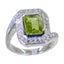 Peridot Halo French Silver Green Gemstone Eye catching Contemporary Ring Jewelry