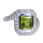 Peridot Halo French Silver Green Gemstone Eye catching Contemporary Ring Jewelry