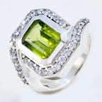 Peridot Halo French Silver Green Gemstone Eye catching Contemporary Ring Jewelry