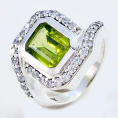 Peridot Halo Französisch Silber Grün Edelstein Auffälliger zeitgenössischer Ring Schmuck