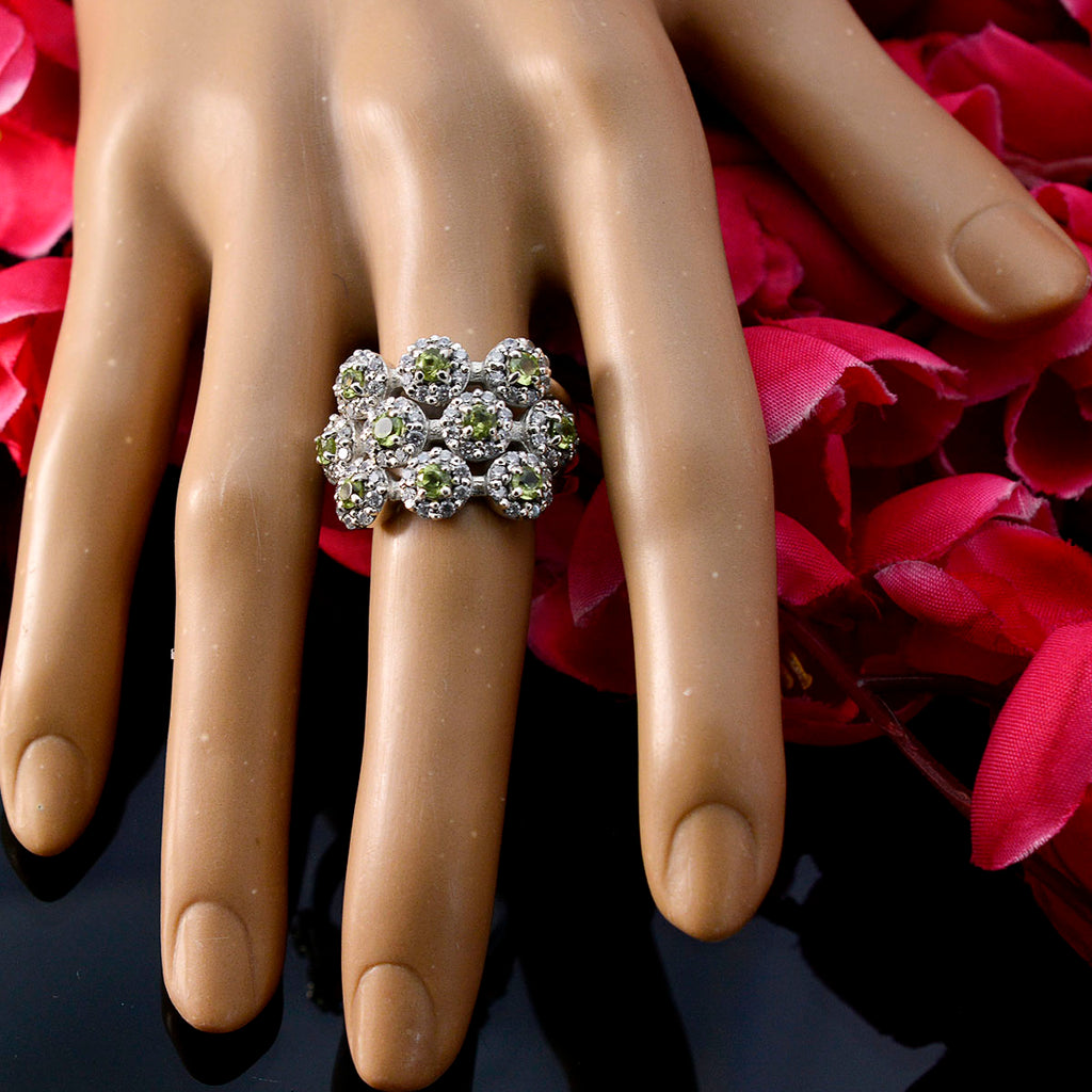 Peridot multiple German 925 Silver Green Gemstone Essential  Contemporary Ring Jewellery