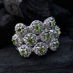 Peridot multiple German 925 Silver Green Gemstone Essential  Contemporary Ring Jewellery