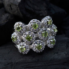 Peridot multiple German 925 Silver Green Gemstone Essential  Contemporary Ring Jewellery