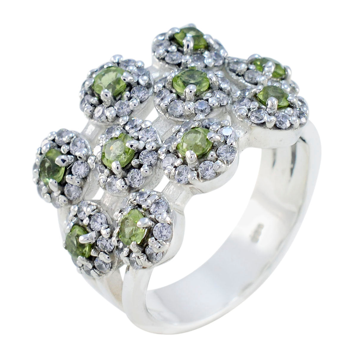 Peridot multiple German 925 Silver Green Gemstone Essential  Contemporary Ring Jewellery Второстепенное изображение товара