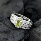 Peridot Halo French 925 Sterling Silver Green Gems Eye catching Trendy Ring Jewelry