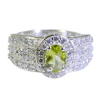 Peridot Halo French 925 Sterling Silver Green Gems Eye catching Trendy Ring Jewelry